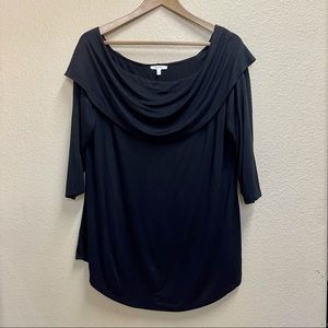 🛍3/$15🛍 MAURICES Off-the-Shoulder Draped 3/4 Sleeve Top size L Black